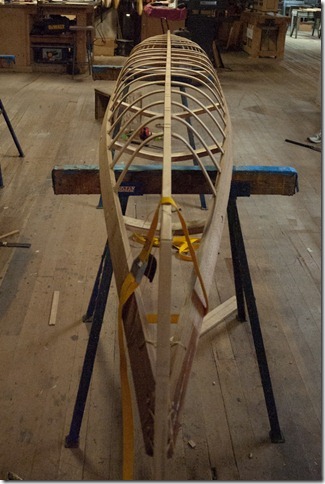 Keel strip, bow, and stern in place